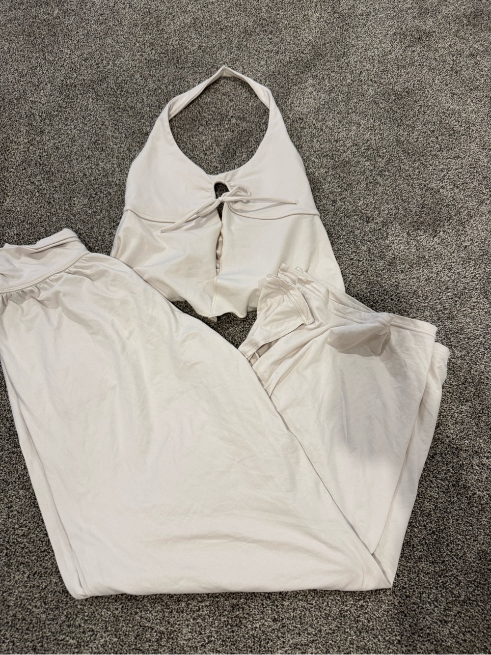 Women’s Cream Halter Lounge Set - Comfortable Sleepwear